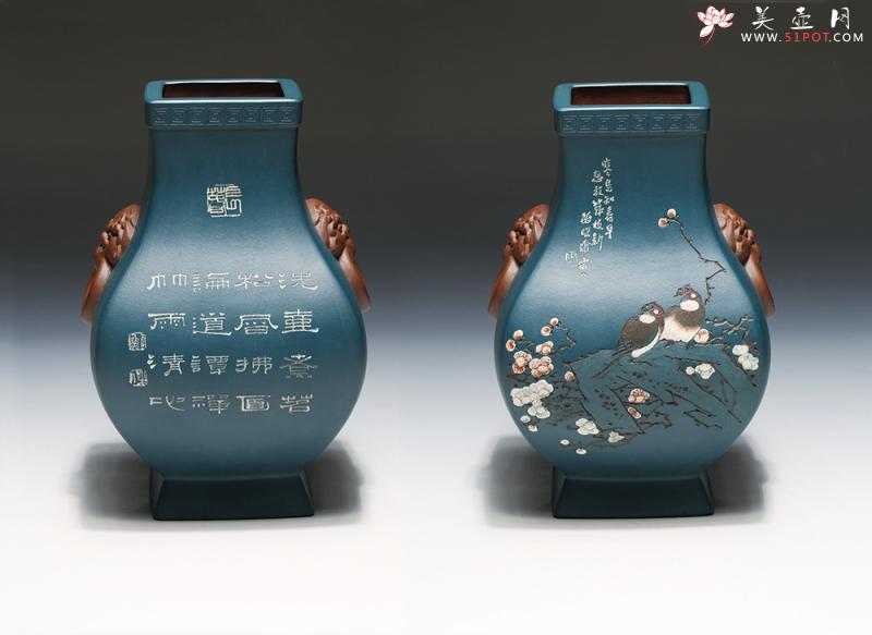 紫砂壶图片：四方鼓腹瓶 - 美壶网