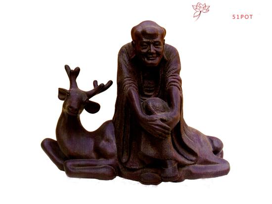 紫砂壶图片:坐鹿罗汉作者:高级工艺师吴克强 - 美壶网