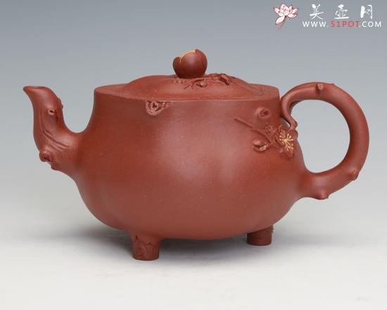 紫砂壶图片：咏梅容量：320cc全手工制作 - 美壶网