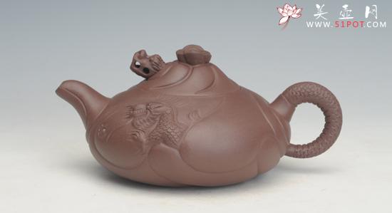 紫砂壶图片：扁鱼化龙 原矿优质紫砂泥 - 美壶网