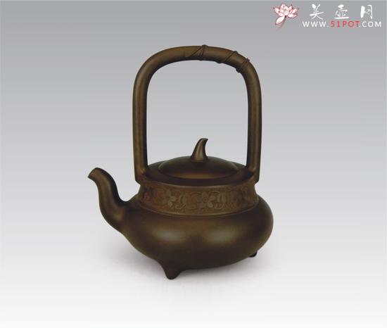 紫砂壶图片：瓜韵提梁 - 美壶网