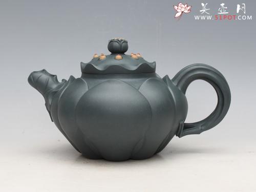 紫砂壶图片：荷花 原矿民国绿泥... - 美壶网