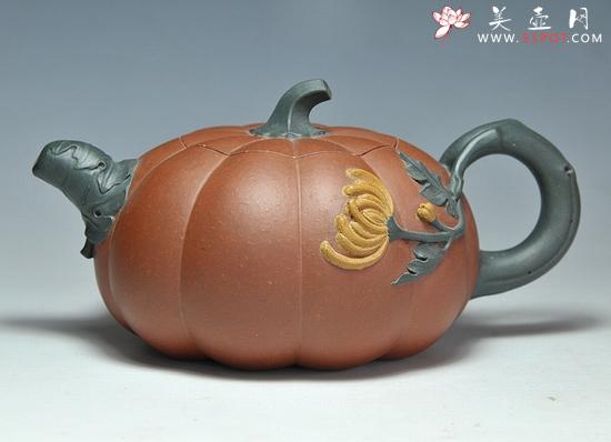 紫砂壶图片：双色金菊壶 - 美壶网