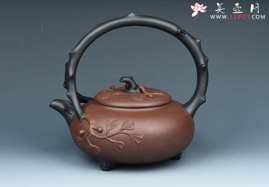 紫砂壶图片：银杏提梁 - 美壶网