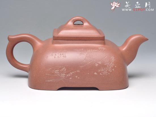 紫砂壶图片：觚棱 青灰泥 800cc - 美壶网