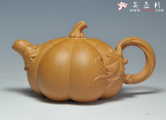 紫砂壶图片：金色南瓜壶 - 美壶网