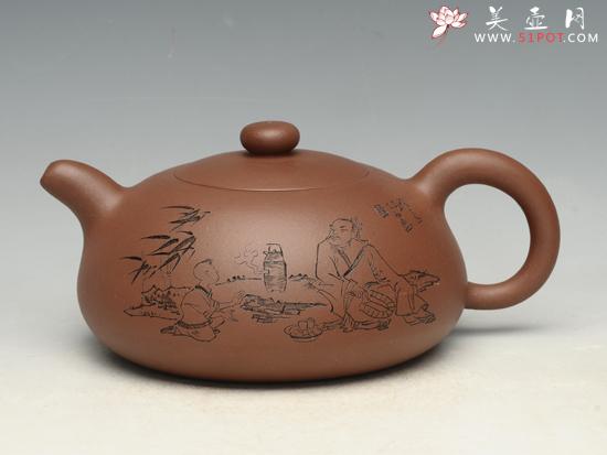 紫砂壶图片：半月   泥料：原矿老紫泥  容量：400cc - 美壶网