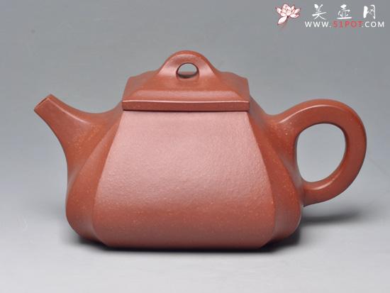 紫砂壶图片：四方抽角石瓢系列 清水泥 350cc - 美壶网