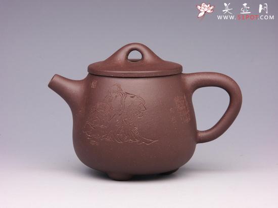 紫砂壶图片：石瓢（何忍群刻绘） - 美壶网