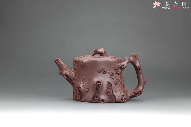 紫砂壶图片：苍松壶 黄龙山原矿紫泥 - 美壶网