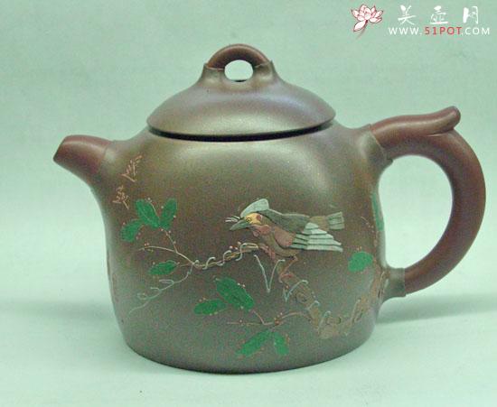 紫砂壶图片：情趣花鸟石（生坯） - 美壶网