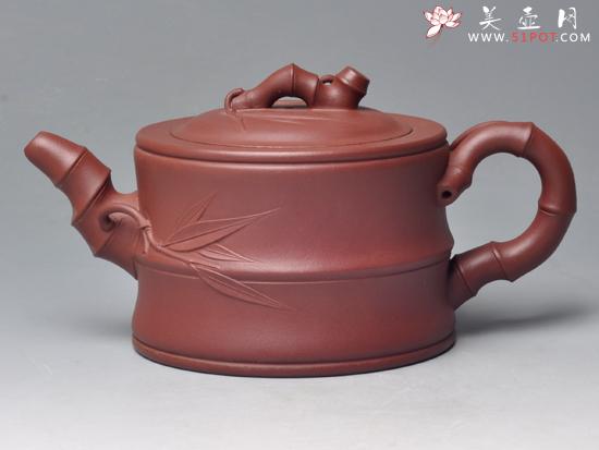 紫砂壶图片：竹段（清水泥）35... - 美壶网