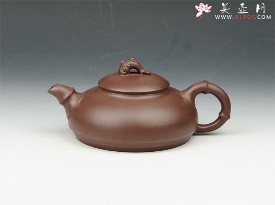 紫砂壶图片：如意竹节 360cc 原矿紫泥 - 美壶网