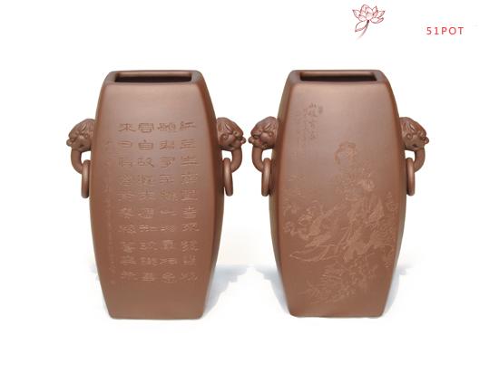 紫砂壶图片:扁方瓶 - 美壶网