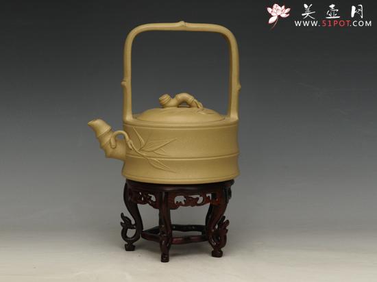紫砂壶图片：竹节提梁  容量：500cc - 美壶网