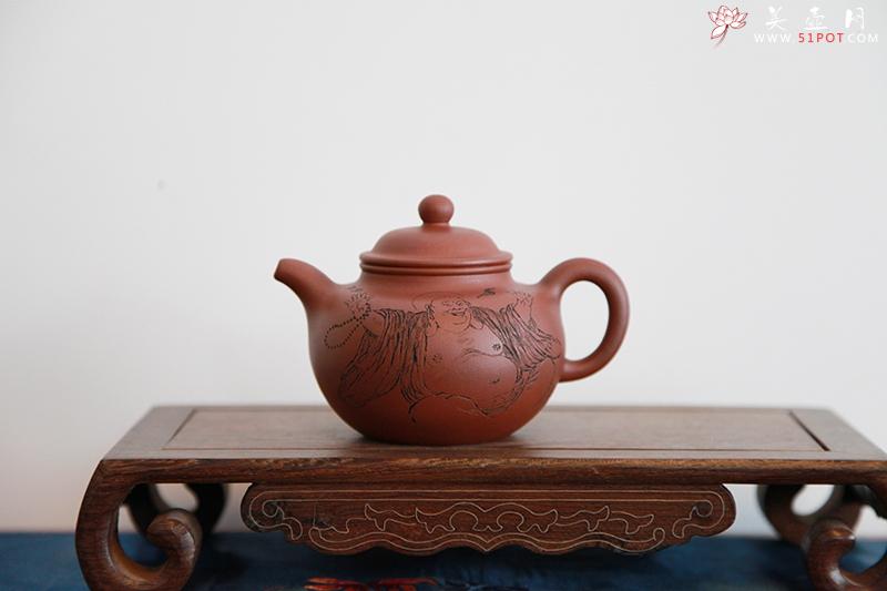 紫砂壶图片：大亨掇球壶（邵家声刻绘） - 美壶网