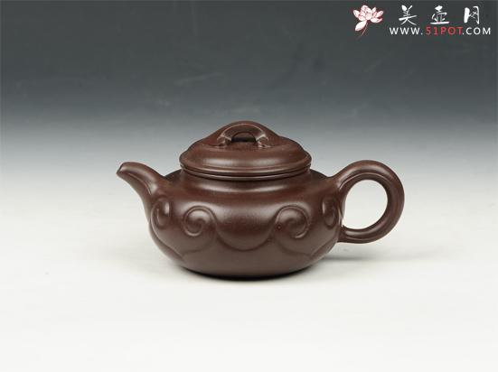 紫砂壶图片：如意仿古 260cc 原矿老紫泥 - 美壶网