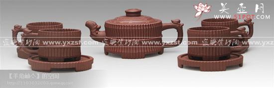 紫砂壶图片：龙头一捆竹九件套 - 美壶网
