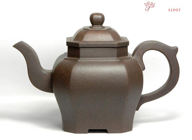 紫砂壶图片：缩方侧角 600CC - 美壶网