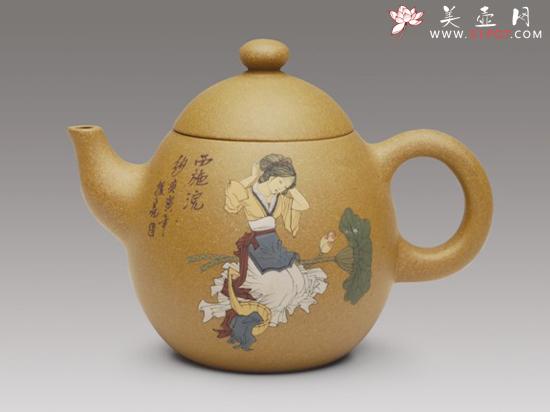 紫砂壶图片：彩绘龙蛋 - 美壶网