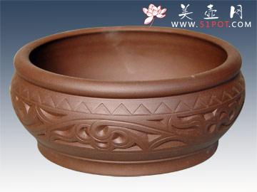 紫砂壶图片：小号刻画茶洗 - 美壶网