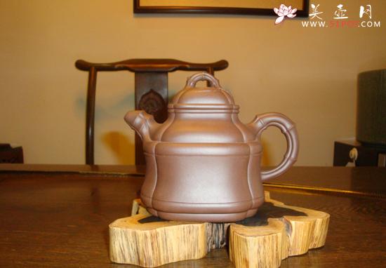 紫砂壶图片：四方竹鼎 - 美壶网