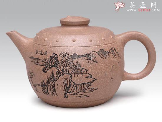 紫砂壶图片：古形壶（高）  泥料：段砂泥  容量：300CC - 美壶网