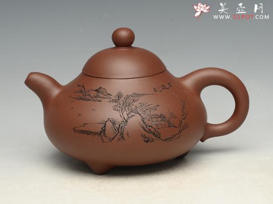 紫砂壶图片：三足玉乳     泥料：原矿清水泥  容量：400cc - 美壶网