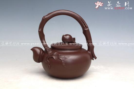 紫砂壶图片：寿桃提梁 - 美壶网