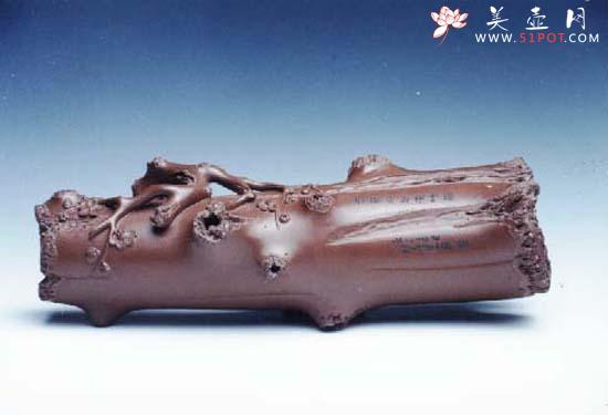 紫砂壶图片：梅桩陈设，鲍志强刻 - 美壶网