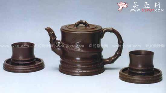 紫砂壶图片：九头竹根茶具 - 美壶网