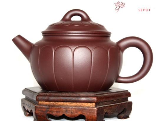 紫砂壶图片：紫茄泥  云菊壶 - 美壶网