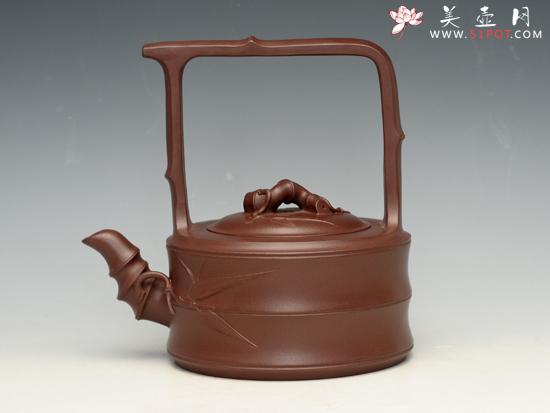紫砂壶图片：扁竹节提梁 - 美壶网