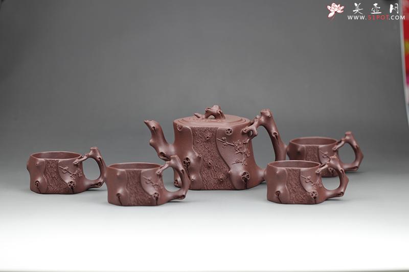 紫砂壶图片：清韵留香套具 黄龙山原矿紫泥 - 美壶网