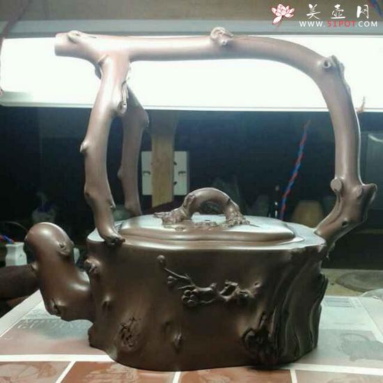 紫砂壶图片：梅花提梁 - 美壶网