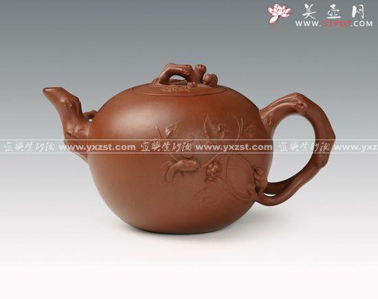 紫砂壶图片：松鼠葡萄壶 拷贝 - 美壶网
