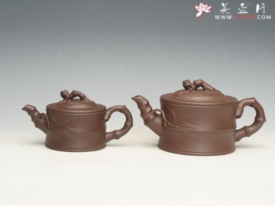 紫砂壶图片：可心竹段   （中）400cc   （小）200cc - 美壶网