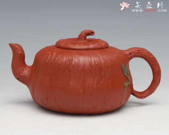 紫砂壶图片：田园小景赵庄小红泥全手工制作 - 美壶网