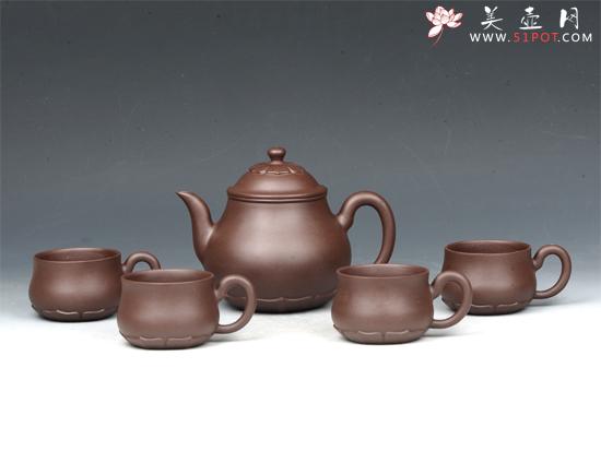 紫砂壶图片：莲韵五件套 - 美壶网
