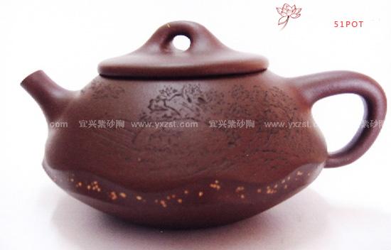 紫砂壶图片：水纹石瓢 - 美壶网