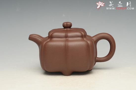 紫砂壶图片：四方抽角筋囊 - 美壶网