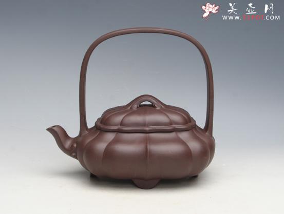 紫砂壶图片：菱花提梁 副本 - 美壶网