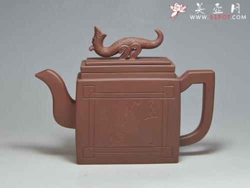 紫砂壶图片：龙凤呈祥 400CC 清水泥 - 美壶网