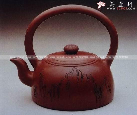 紫砂壶图片：菊顶提梁壶 - 美壶网