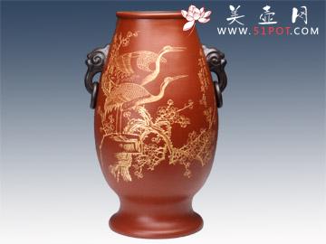 紫砂壶图片：双耳祥瑞瓶 - 美壶网