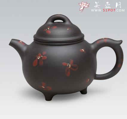 紫砂壶图片：三足印花 - 美壶网
