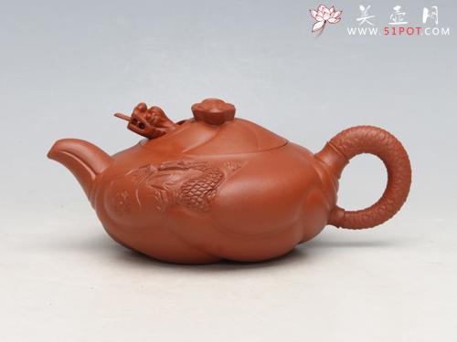 紫砂壶图片：扁鱼化龙 原矿朱泥... - 美壶网