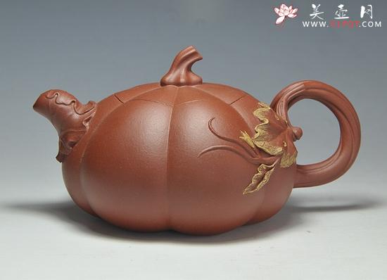 紫砂壶图片：朱泥南瓜壶 - 美壶网
