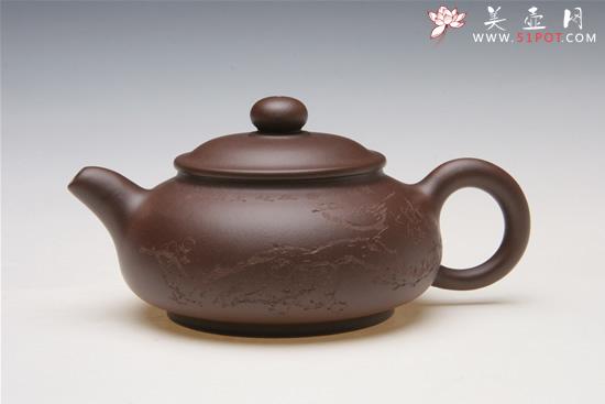 紫砂壶图片：国家级工艺师方幼琴制全手工《福潘》厉上清刻画 - 美壶网