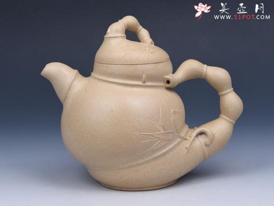 紫砂壶图片：佛肚竹（松绿泥） - 美壶网